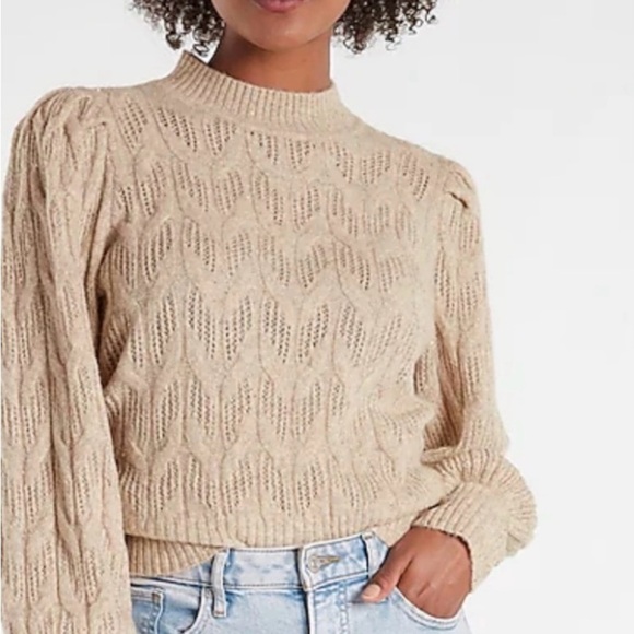 Express Beige Textured Knit Sweater - Picture 1 of 7